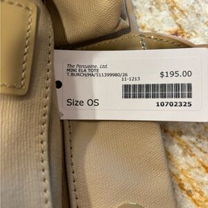 Tan patten and nylon Mini Ela tote.